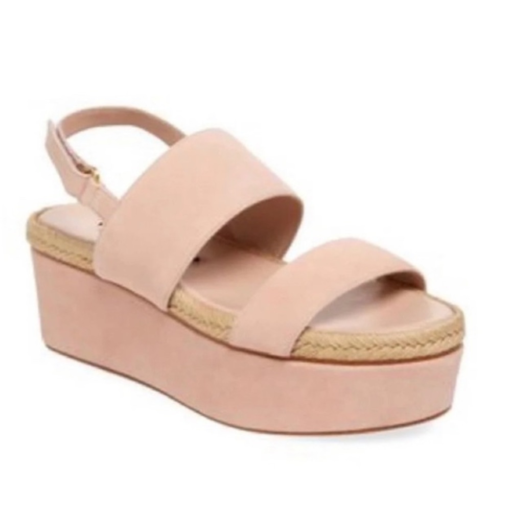 Alice + Olivia Platform Sandals Suede Nude Blush Slingback Jute Trim 6 Eur 36M